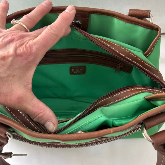 Chaps Kelly Green Nylon Shoulder Bag - Picture 9 of 14